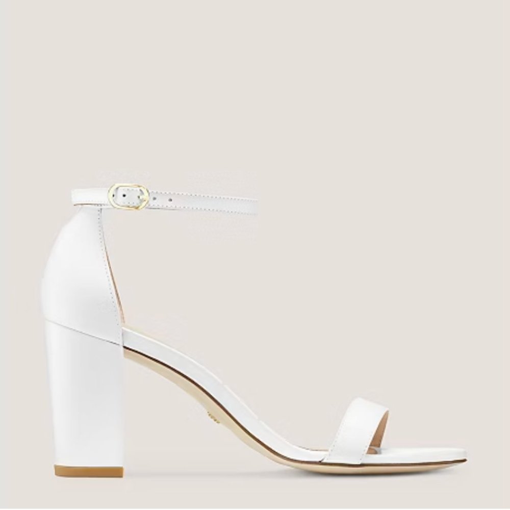 NWT Stuart Weitzman Nearlynude Strap Heel Leather/White